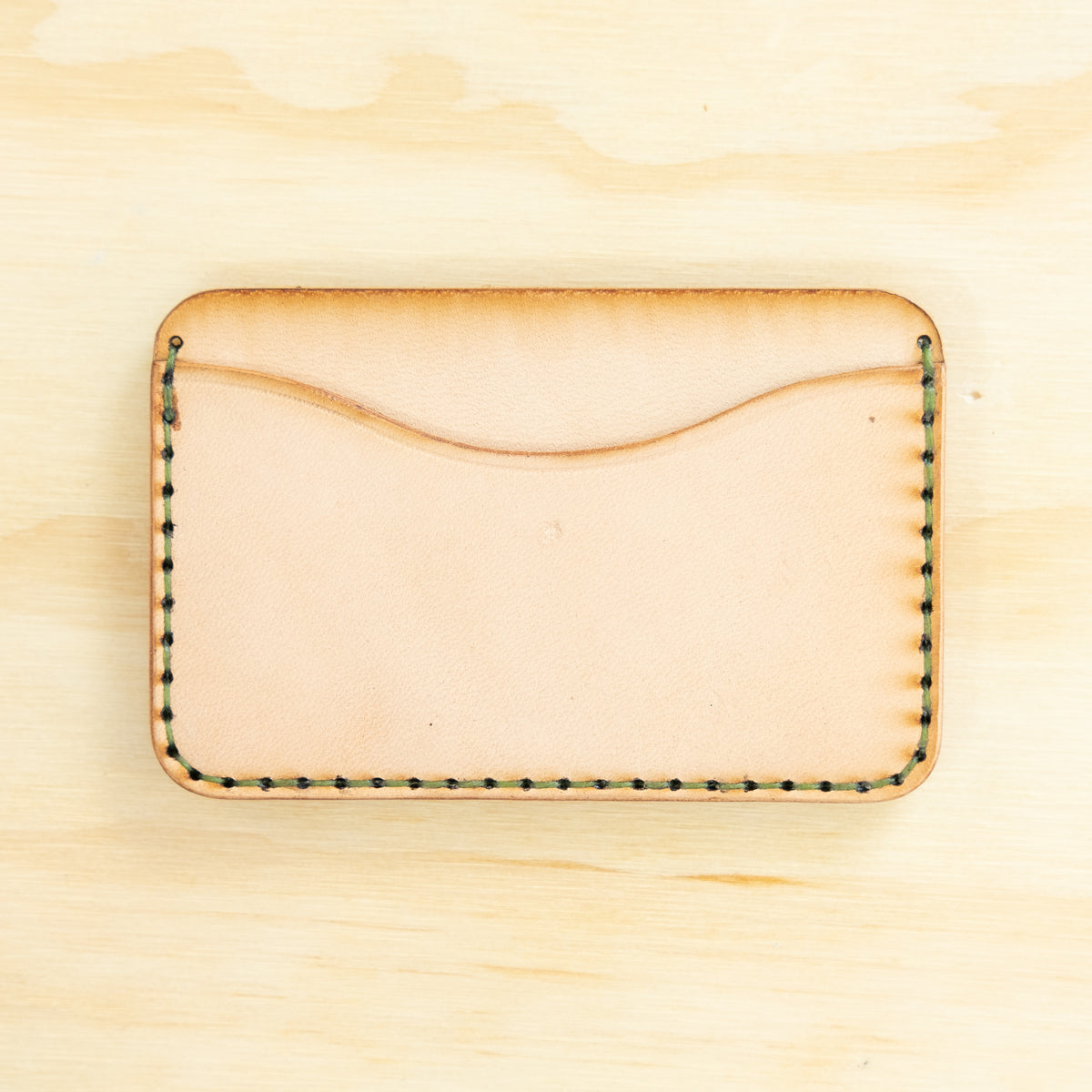 Card Holder — Veg Tan — Natural w/ Olive Thread