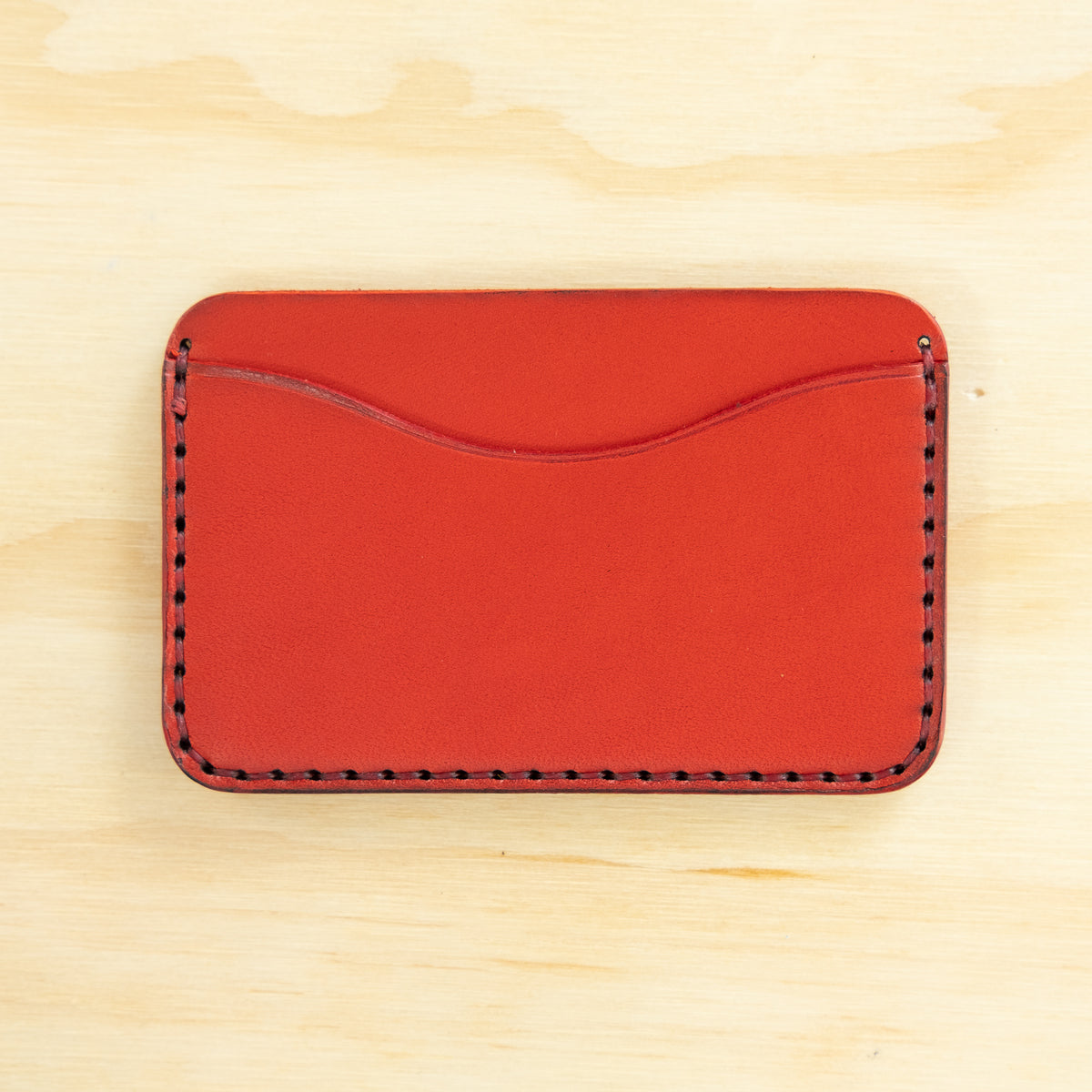 Card Holder — Veg Tan — Red w/ Red Thread No. 1
