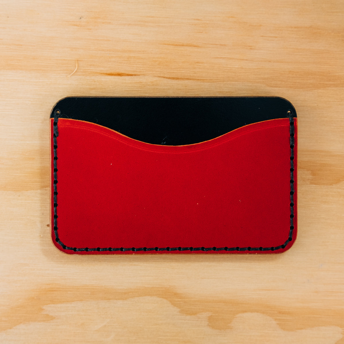 Card Holder — Veg Tan — Red & Black