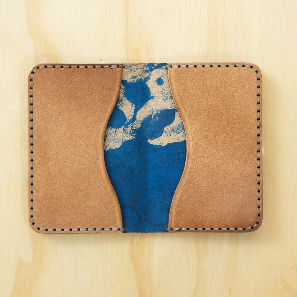4-Pocket Fold — Glazed Shell Cordovan — Natural w/ Marbled Blue Pocket No. 2