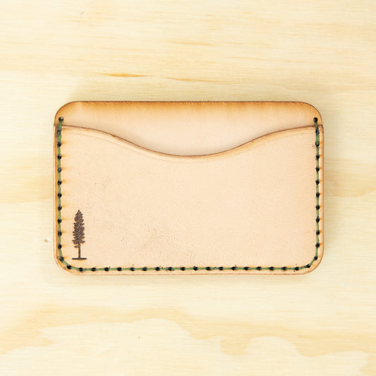 Card Holder — Veg Tan — Natural w/ Olive Thread