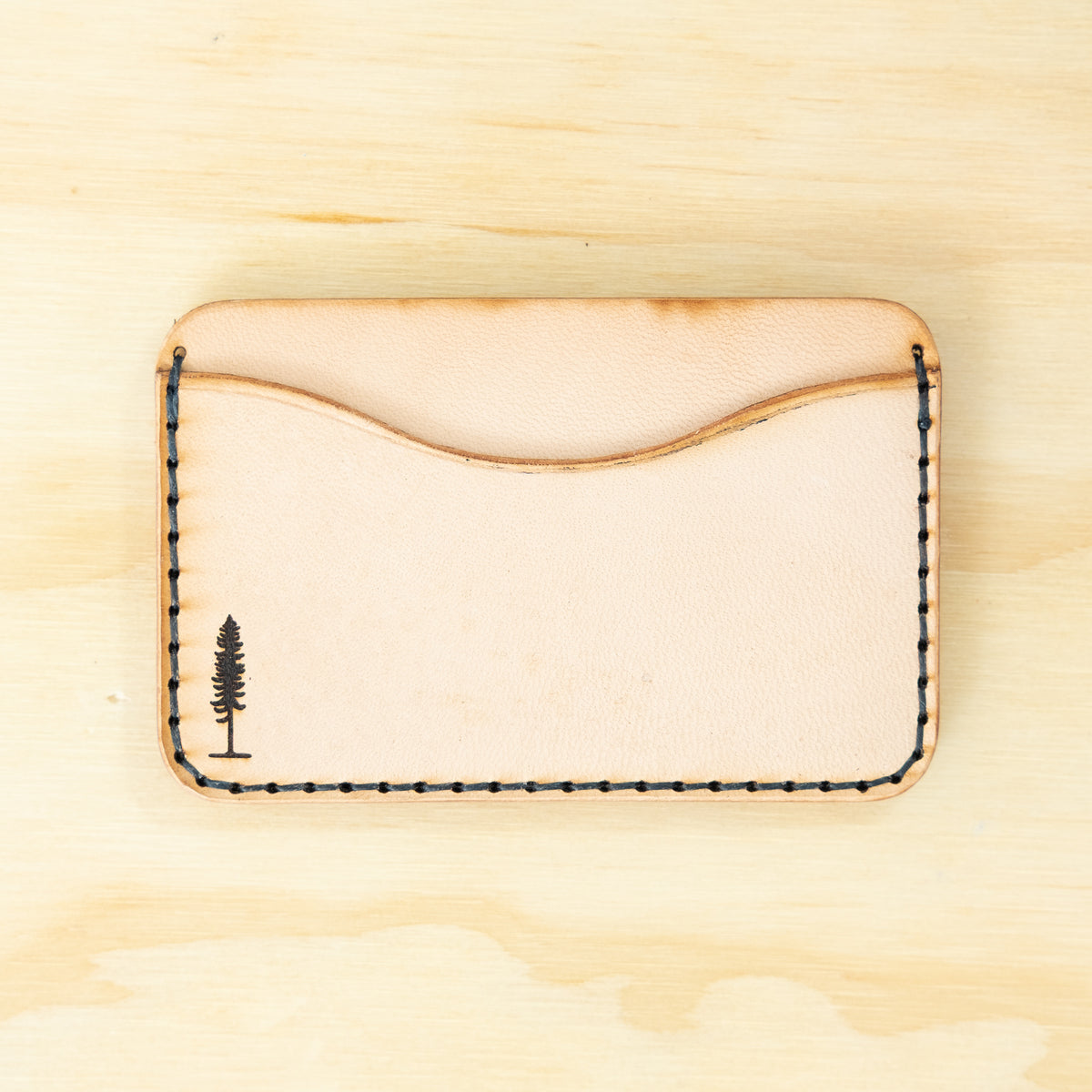 Card Holder — Veg Tan — Natural w/ Indigo Thread