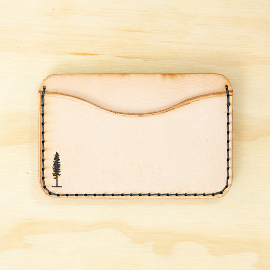 Card Holder — Veg Tan — Natural w/ Indigo Thread
