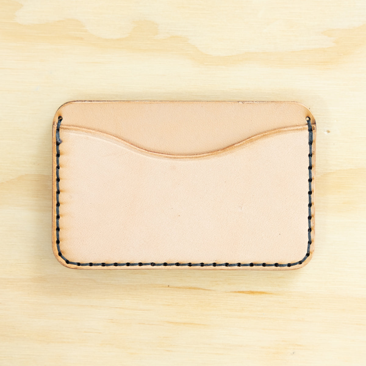 Card Holder — Veg Tan — Natural w/ Indigo Thread