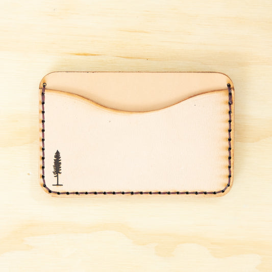 Card Holder — Veg Tan — Natural w/ Burgundy Thread