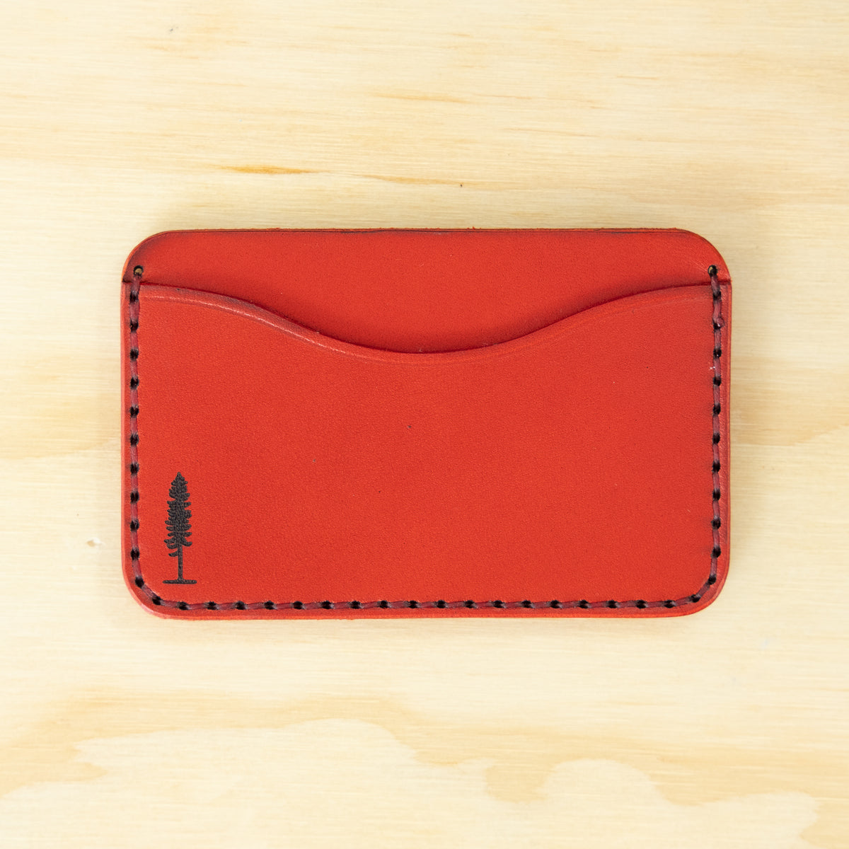 Card Holder — Veg Tan — Red w/ Red Thread No. 3