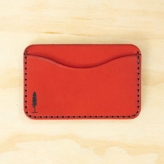 Card Holder — Veg Tan — Red w/ Red Thread No. 3