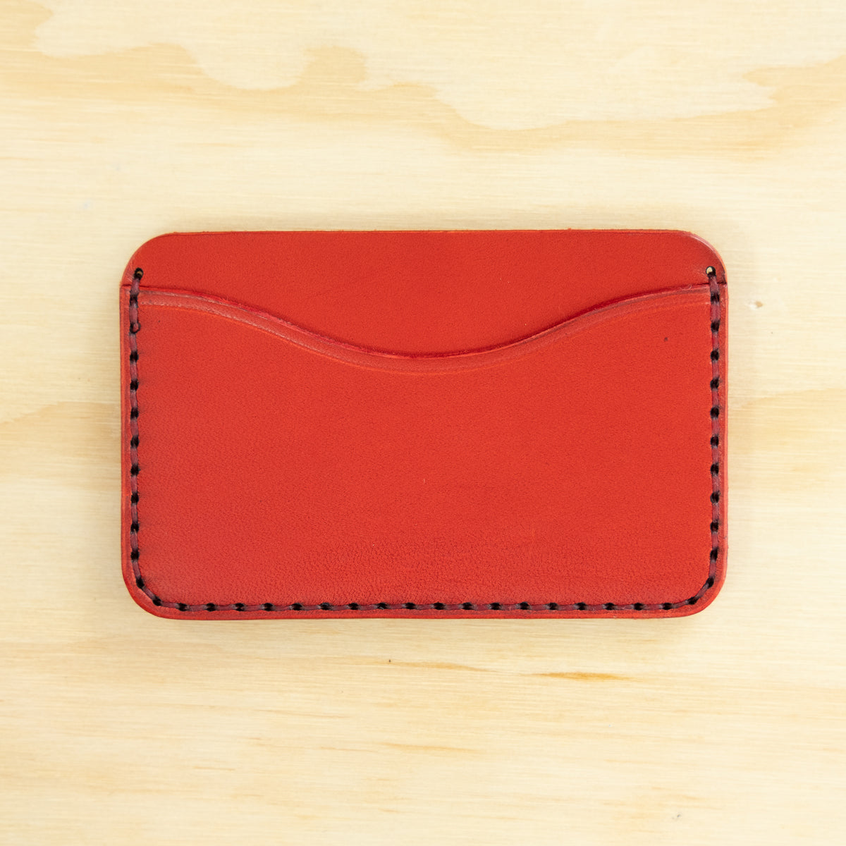 Card Holder — Veg Tan — Red w/ Red Thread No. 3