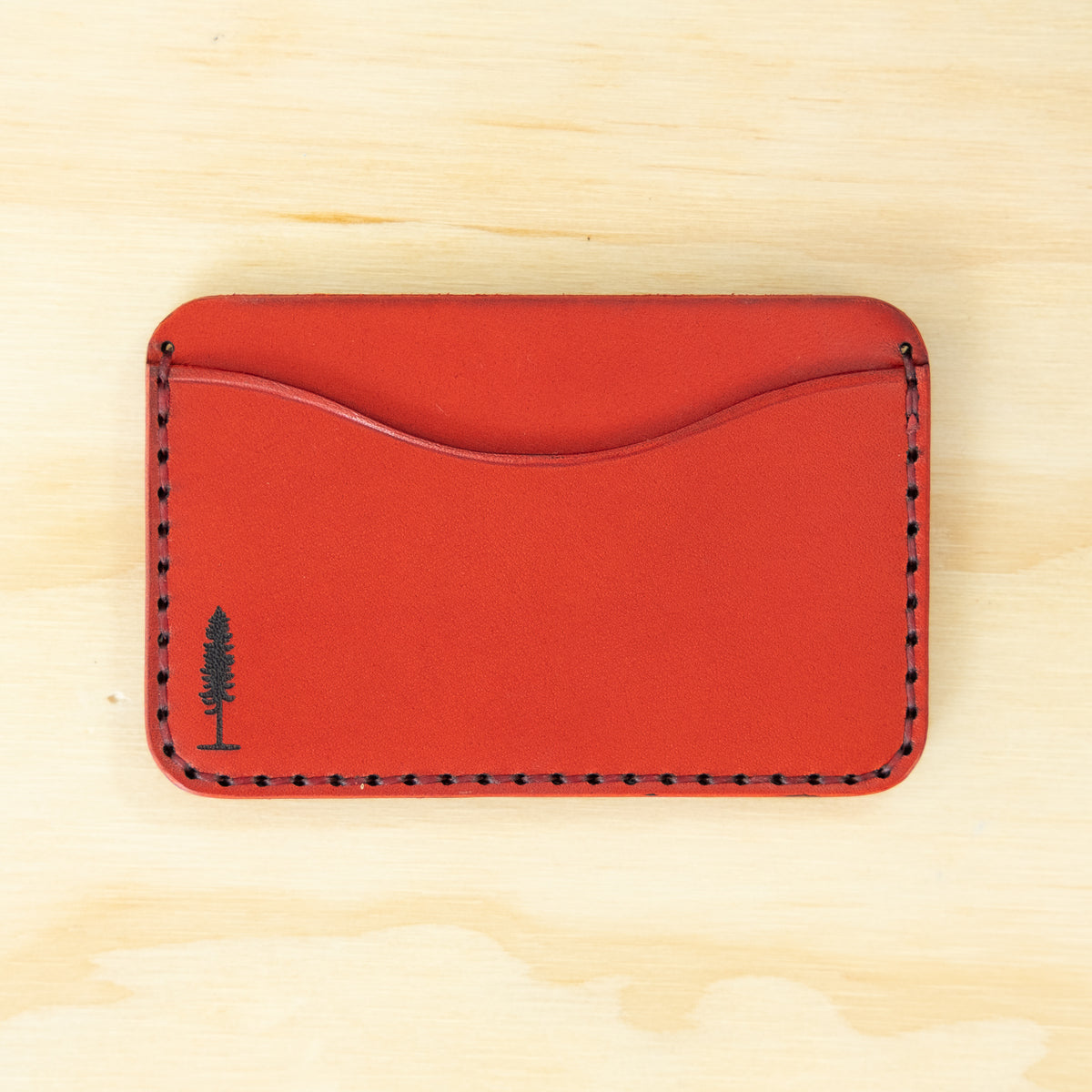 Card Holder — Veg Tan — Red w/ Red Thread No. 1