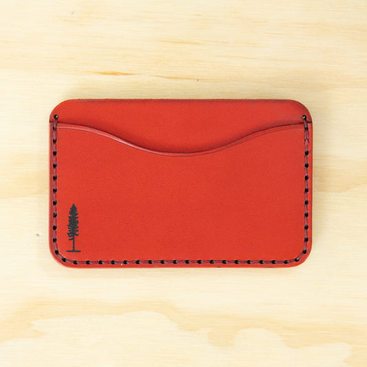 Card Holder — Veg Tan — Red w/ Red Thread No. 1
