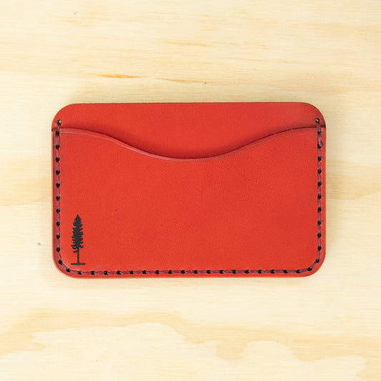 Card Holder — Veg Tan — Red w/ Red Thread No. 2
