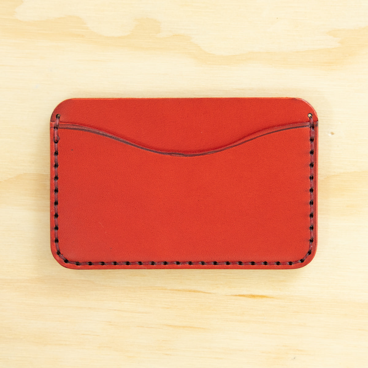 Card Holder — Veg Tan — Red w/ Red Thread No. 2