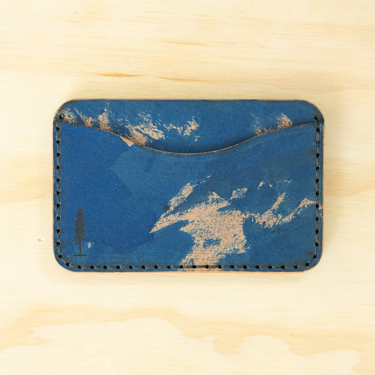 Card Holder — Shell Cordovan — Reverse Marbled Art & Blue