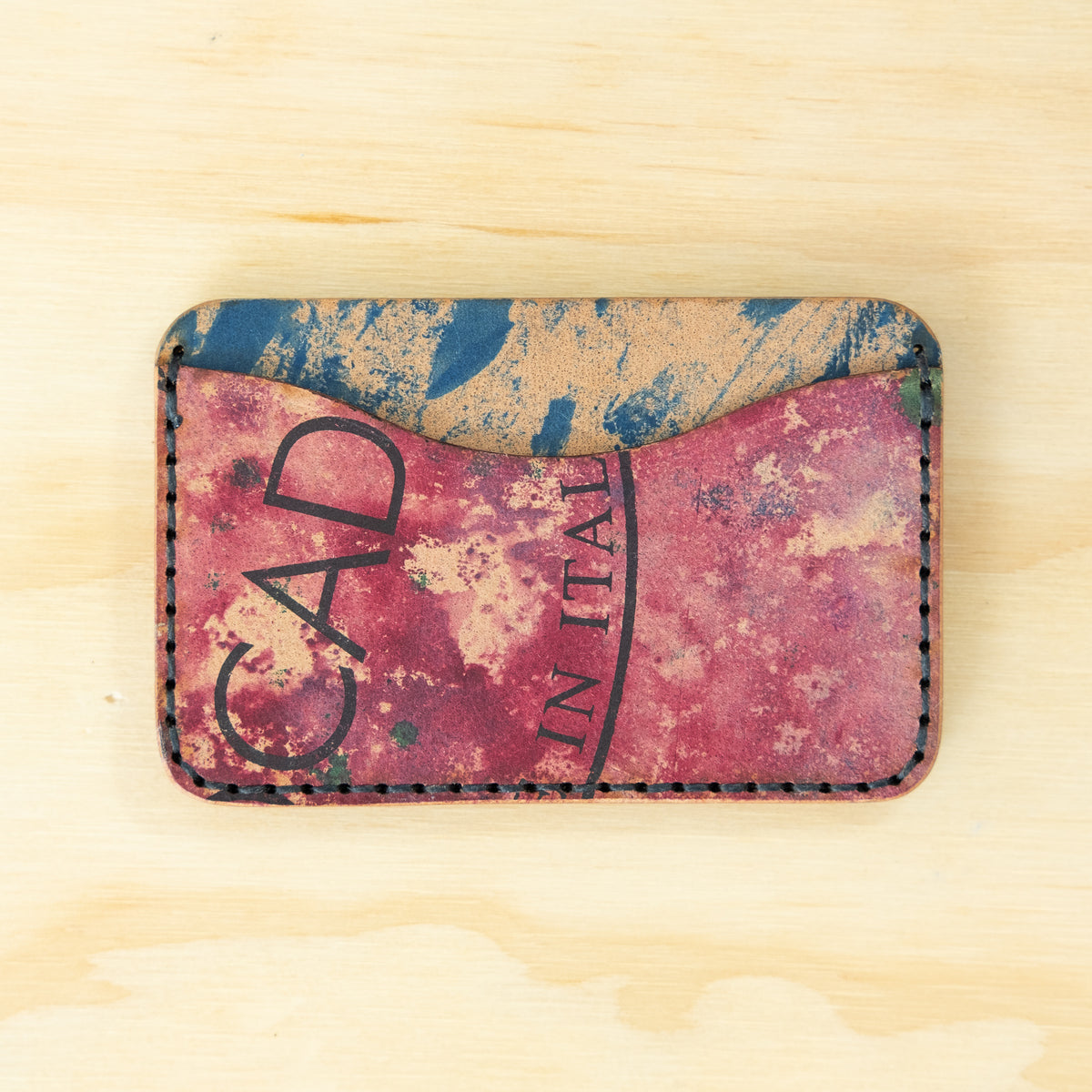 Card Holder — Shell Cordovan — Reverse Marbled Art & Blue