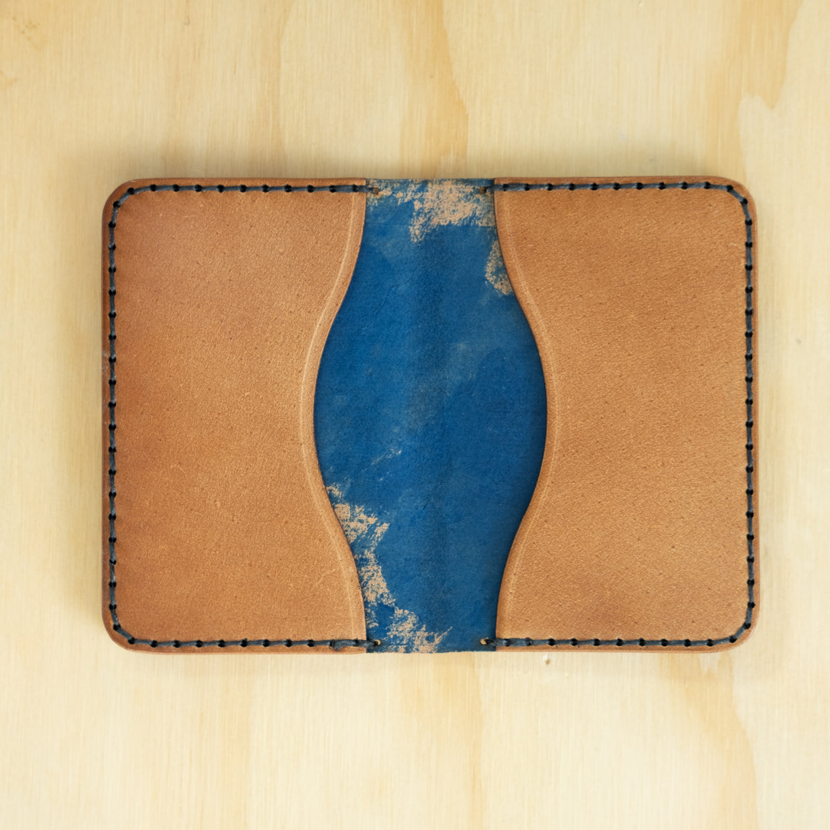 4-Pocket Fold — Glazed Shell Cordovan — Natural w/ Marbled Blue Pocket No. 1