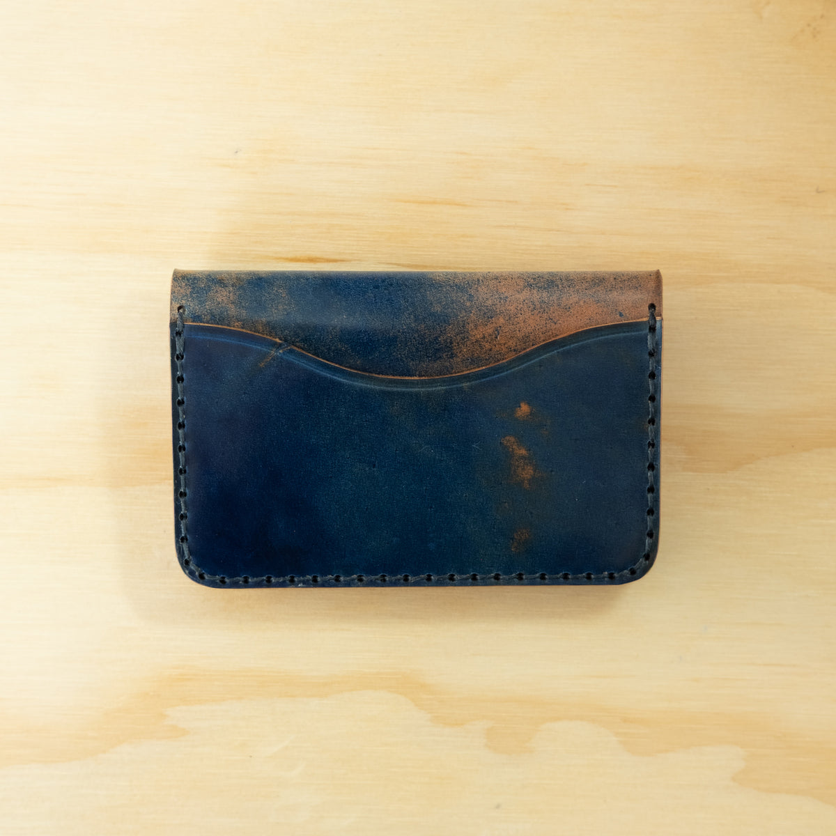 4-Pocket Fold — Glazed Shell Cordovan — Natural w/ Marbled Blue Pocket No. 1